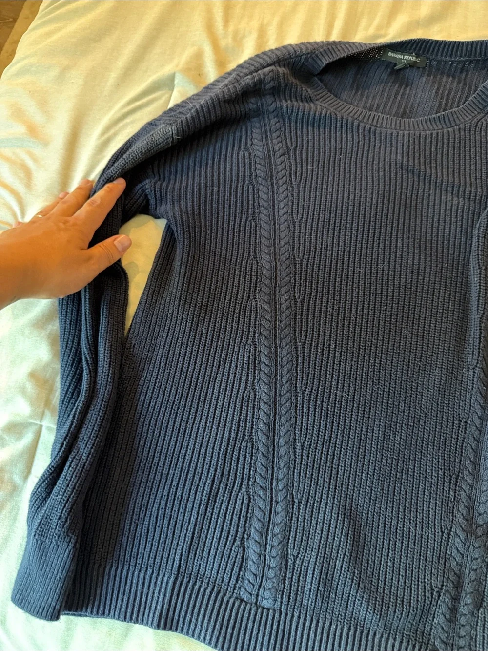 Banana Republic Navy Ribbed Knit Crewneck Sweater